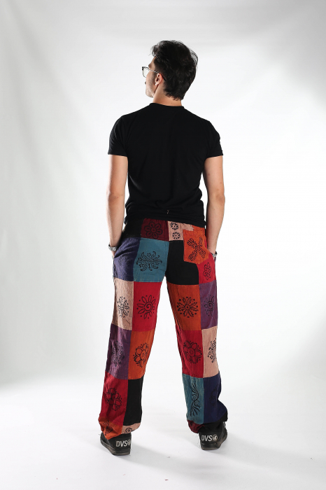 Pantaloni patch din bumbac cu imprimeu  - Model Surpriză [7]
