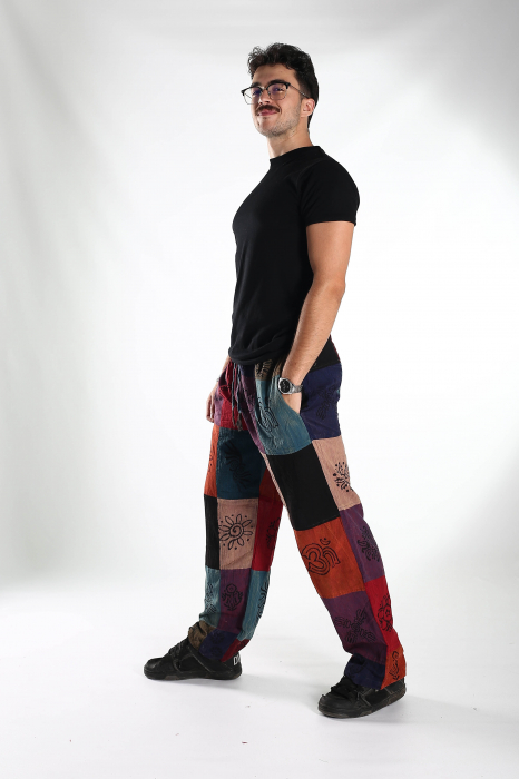 Pantaloni patch din bumbac cu imprimeu  - Model Surpriză [9]