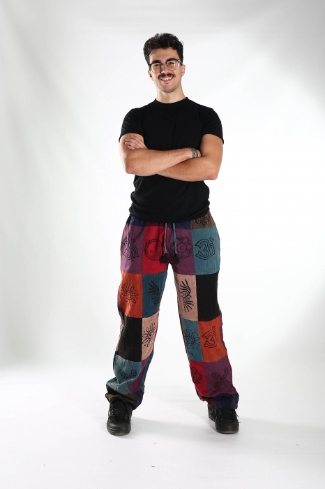 Pantaloni patch din bumbac cu imprimeu  - Model Surpriză [10]