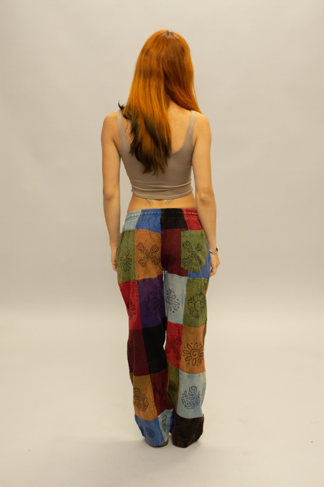 Pantaloni patch din bumbac cu imprimeu  - Model Surpriză [4]