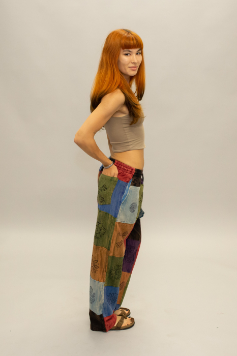 Pantaloni patch din bumbac cu imprimeu  - Model Surpriză [3]