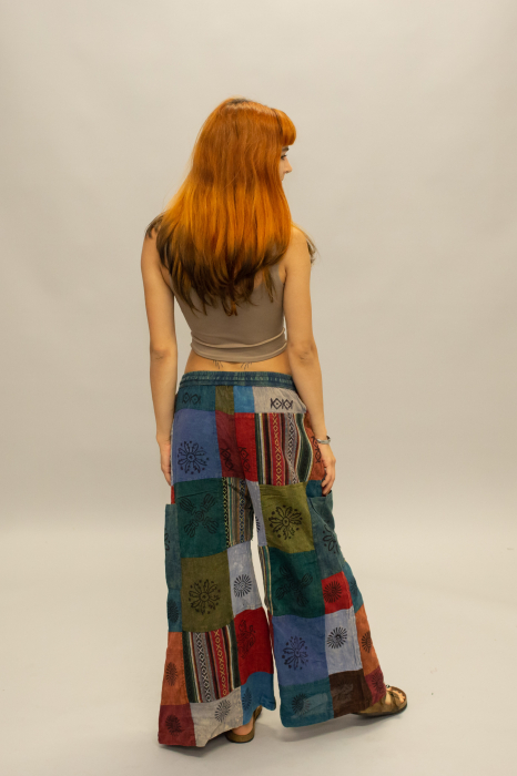 Pantaloni patch evazați cu șnur în talie - Model Surpriză [6]