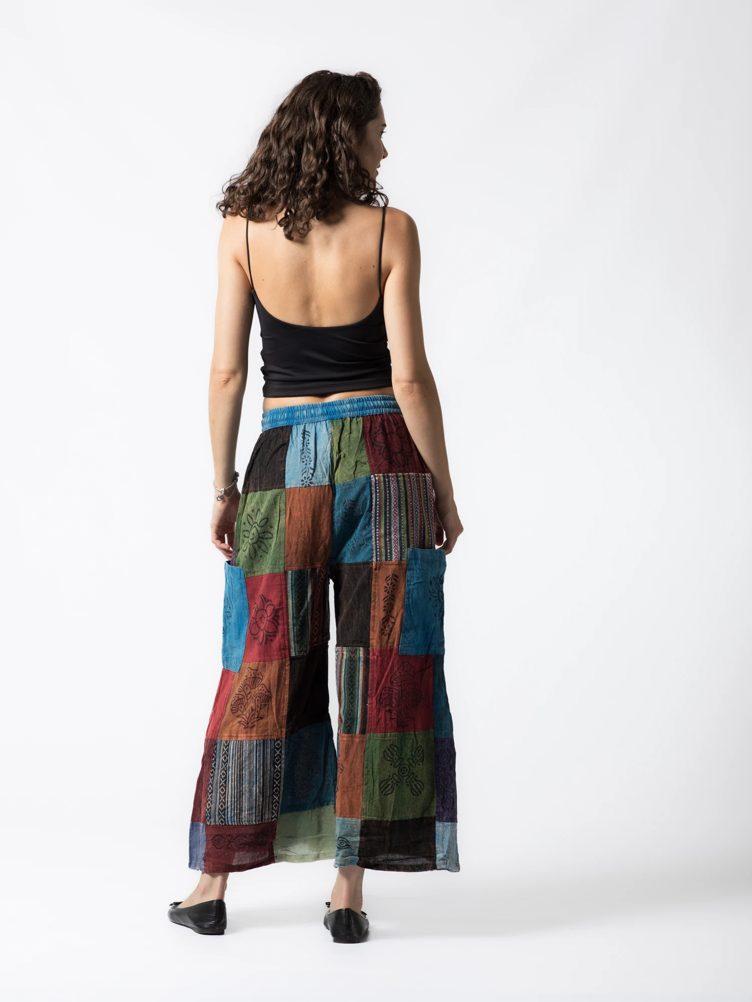 Pantaloni patch evazați cu șnur în talie - Model Surpriză [5]