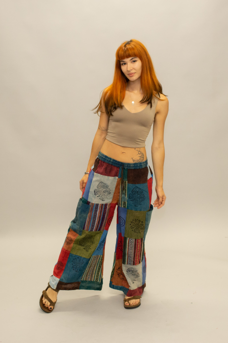 Pantaloni patch evazați cu șnur în talie - Model Surpriză [7]