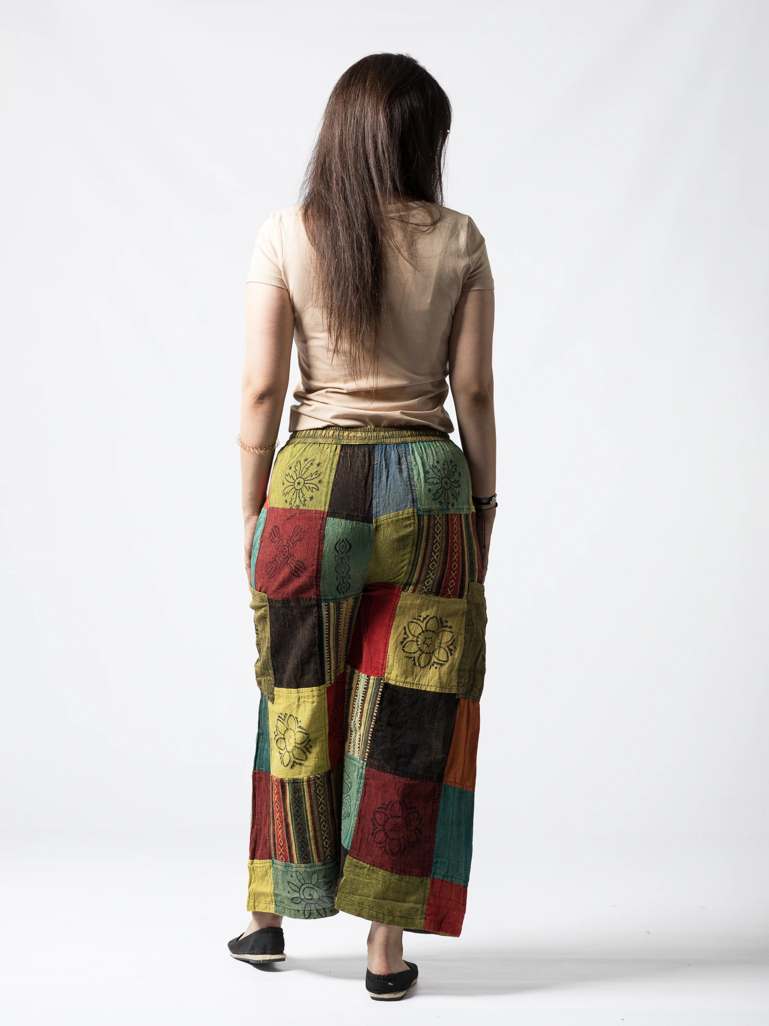 Pantaloni patch evazați cu șnur în talie - Model Surpriză [14]