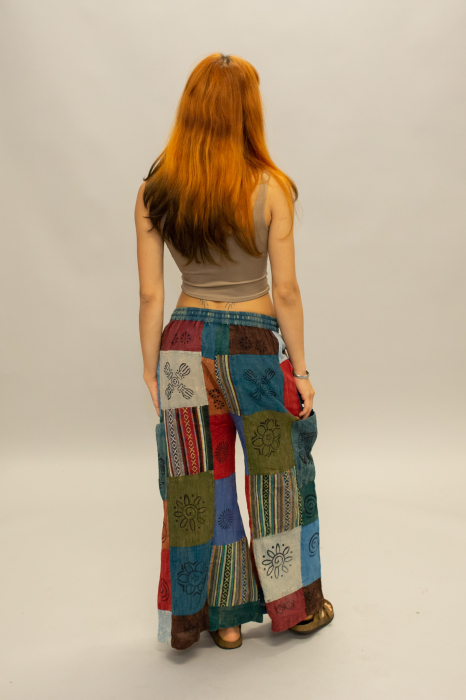 Pantaloni patch evazați cu șnur în talie - Model Surpriză [9]