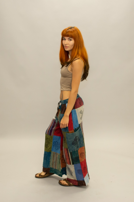 Pantaloni patch evazați cu șnur în talie - Model Surpriză [8]