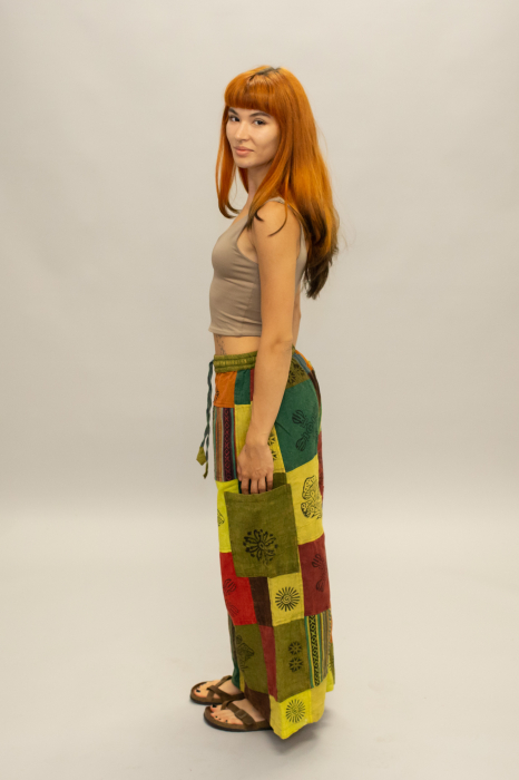 Pantaloni patch evazați cu șnur în talie - Model Surpriză [2]
