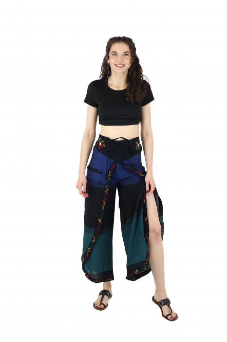Pantaloni Sary cu broderie - Menta [3]