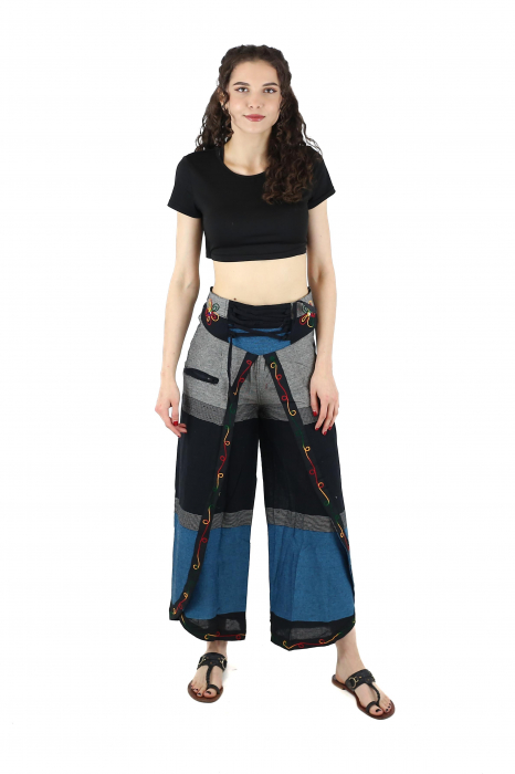 Pantaloni Sary cu broderie - Menta [3]