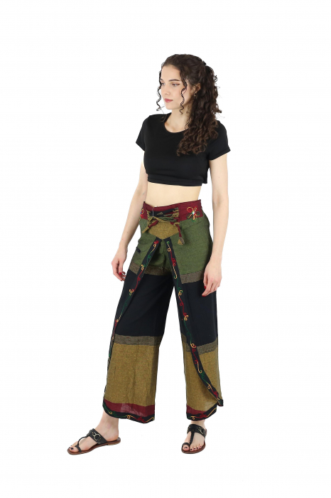 Pantaloni Sary cu broderie - Menta [4]