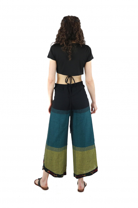 Pantaloni Sary cu broderie - Menta [5]