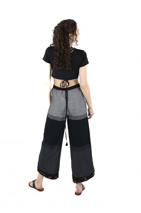 Pantaloni Sary cu broderie - Menta [2]