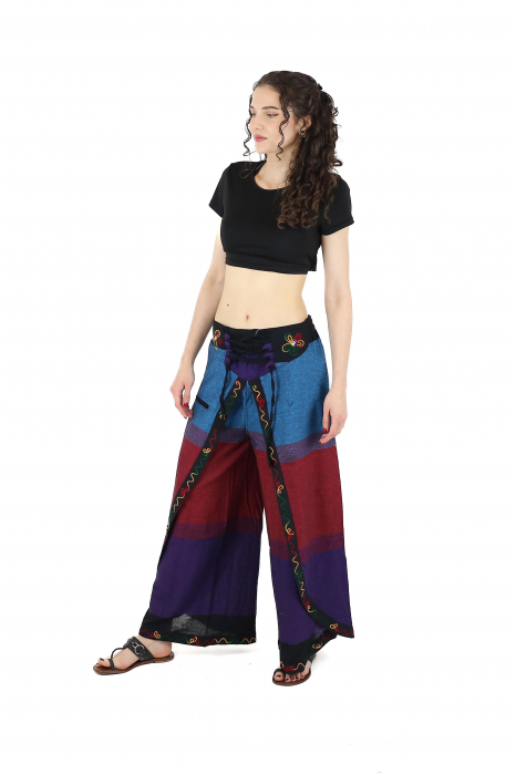 Pantaloni Sary cu broderie - Menta [3]