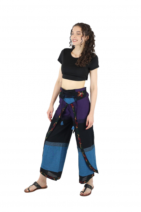 Pantaloni Sary cu broderie - Menta [4]