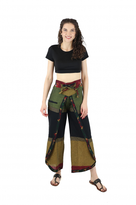 Pantaloni Sary cu broderie - Menta [2]