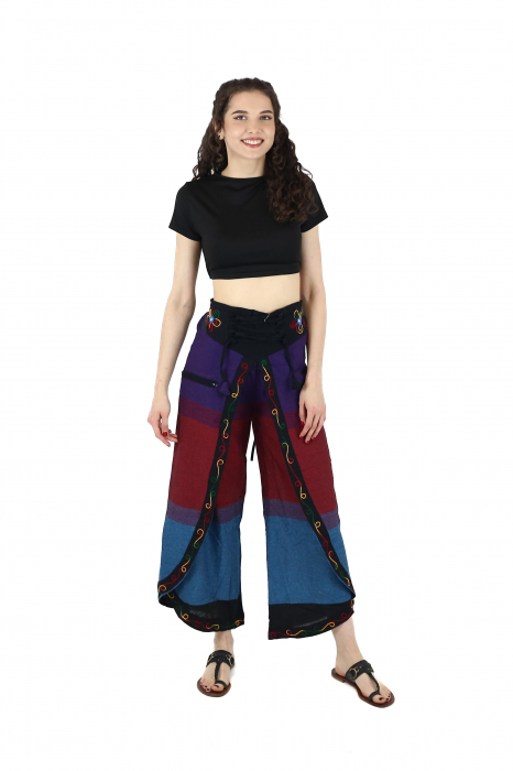 Pantaloni Sary cu broderie - Menta [2]
