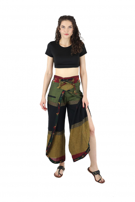 Pantaloni Sary cu broderie - Menta [3]