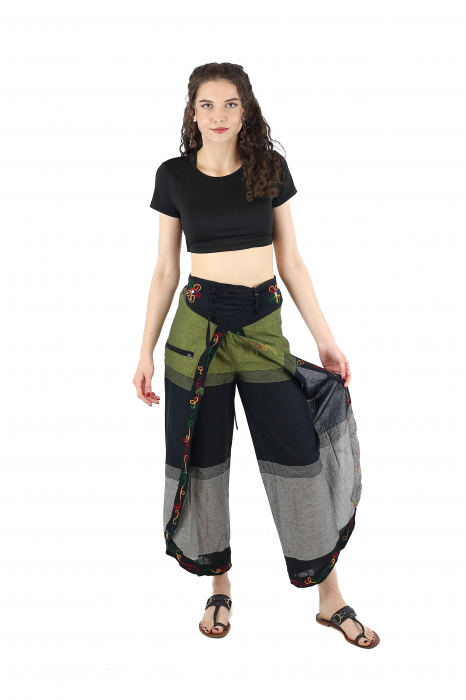 Pantaloni Sary cu broderie - Menta [4]