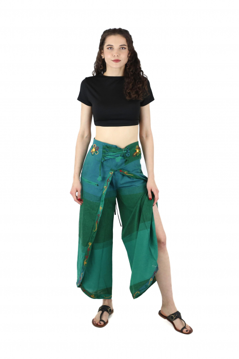Pantaloni Sary cu broderie - Menta [5]