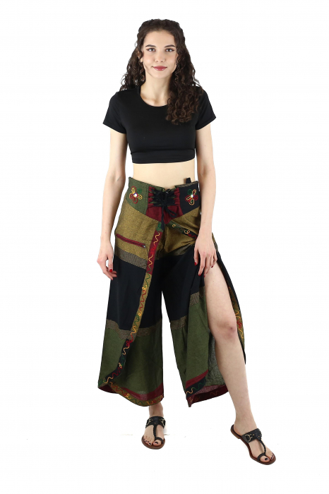 Pantaloni Sary cu broderie - Menta [4]