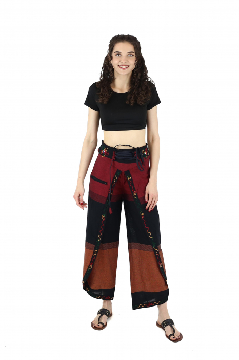 Pantaloni Sary cu broderie - Menta [2]