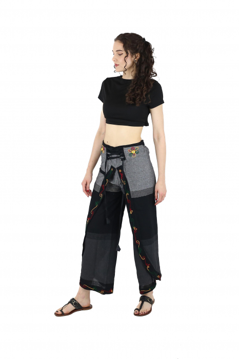 Pantaloni Sary cu broderie - Menta [4]