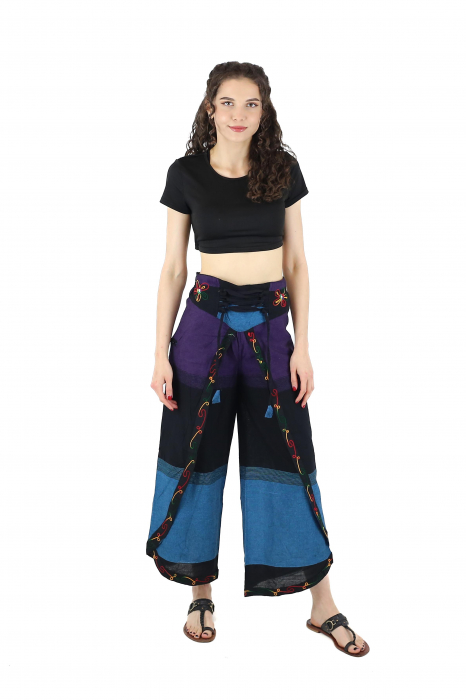 Pantaloni Sary cu broderie - Menta [2]