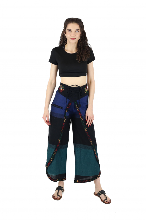 Pantaloni Sary cu broderie - Menta [2]