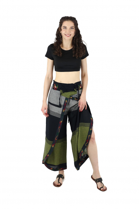 Pantaloni Sary cu broderie - Menta [4]
