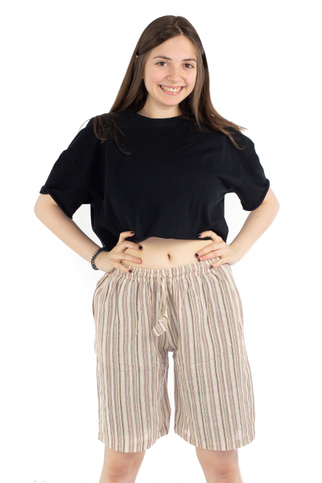 Pantaloni scurti in dungi - Crem [2]