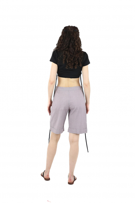 Pantaloni scurti dama din bumbac si canepa - Lila [4]