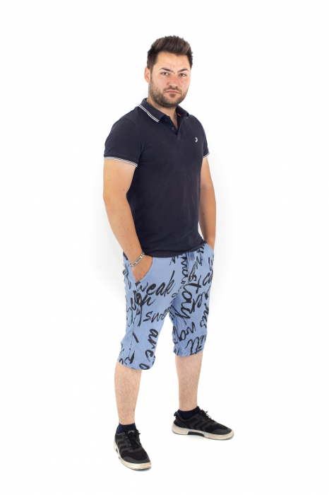 Pantaloni scurti de barbati cu print - Albastru - 21P06 [3]