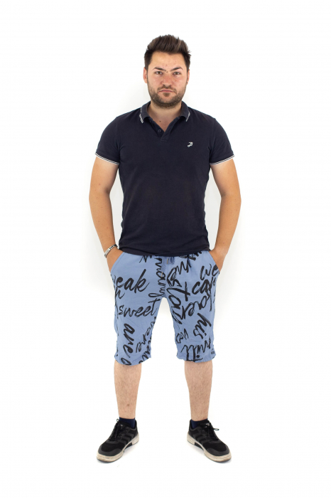Pantaloni scurti de barbati cu print - Albastru - 21P06 [2]