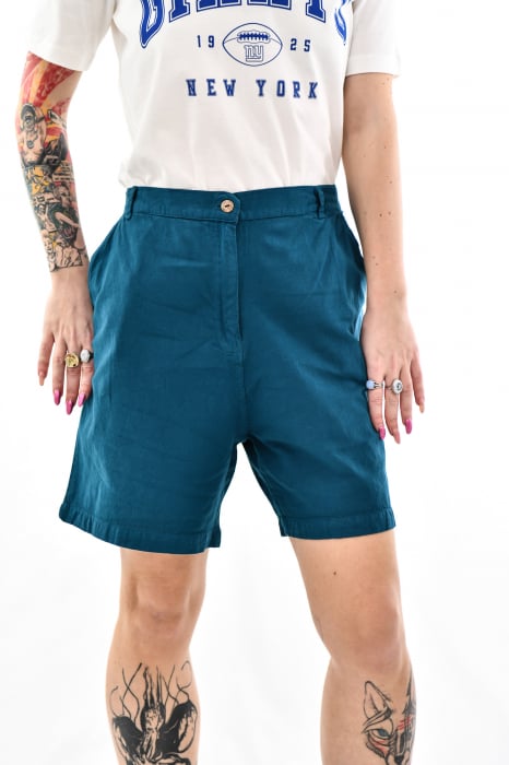 Pantaloni scurti din bumbac cu fermoar - Albastru [1]