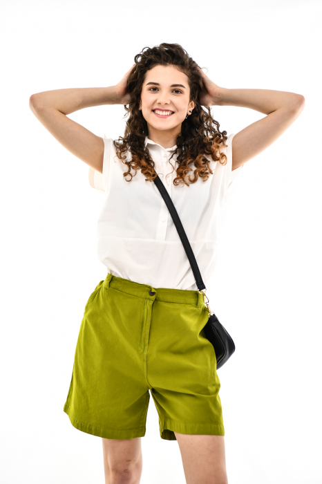 Pantaloni scurti din bumbac cu fermoar - Albastru [8]