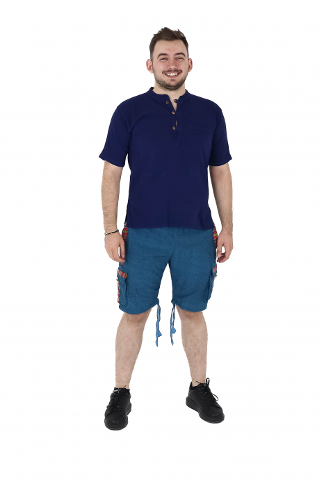Pantaloni scurti din bumbac cu motive etno - Negru [11]