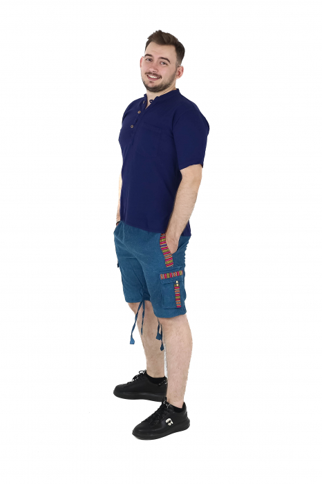 Pantaloni scurti din bumbac cu motive etno - Negru [13]