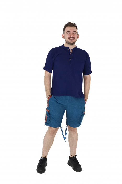 Pantaloni scurti din bumbac cu motive etno - Negru [10]