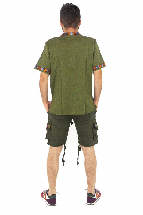 Pantaloni scurti din bumbac cu motive etno - Verde [9]