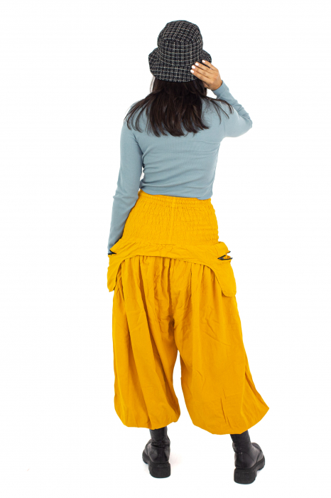 Pantaloni baggy cu buzunare supradimensionate - Muștar [4]