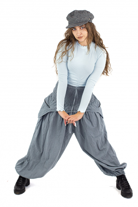 Pantaloni baggy cu buzunare supradimensionate - Gri [2]