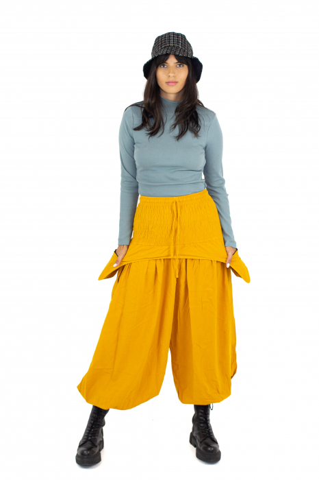Pantaloni baggy cu buzunare supradimensionate - Muștar [2]