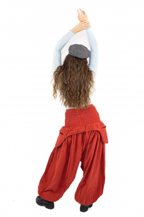 Pantaloni baggy cu buzunare supradimensionate - Rosu [3]