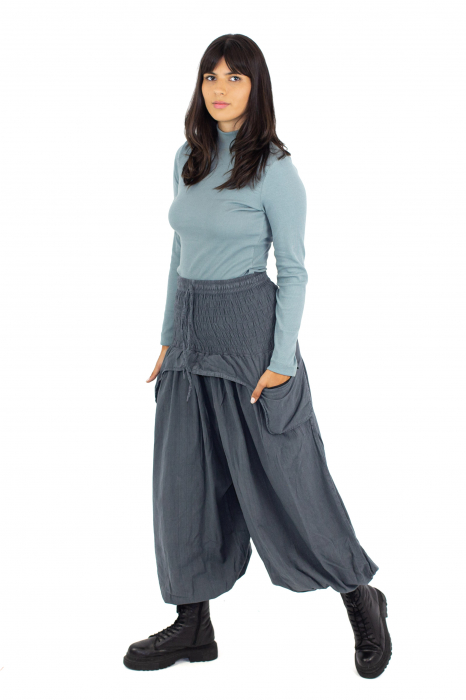 Pantaloni baggy cu buzunare supradimensionate - Gri Închis [2]