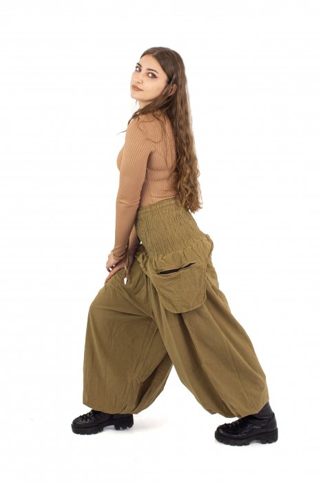 Pantaloni baggy cu buzunare supradimensionate - Maro [3]