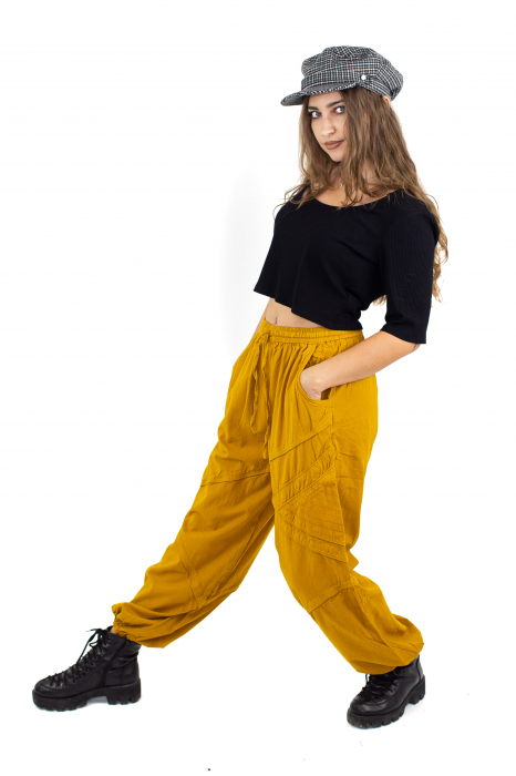 Pantaloni sport cu elastic pe picior - Negru [3]