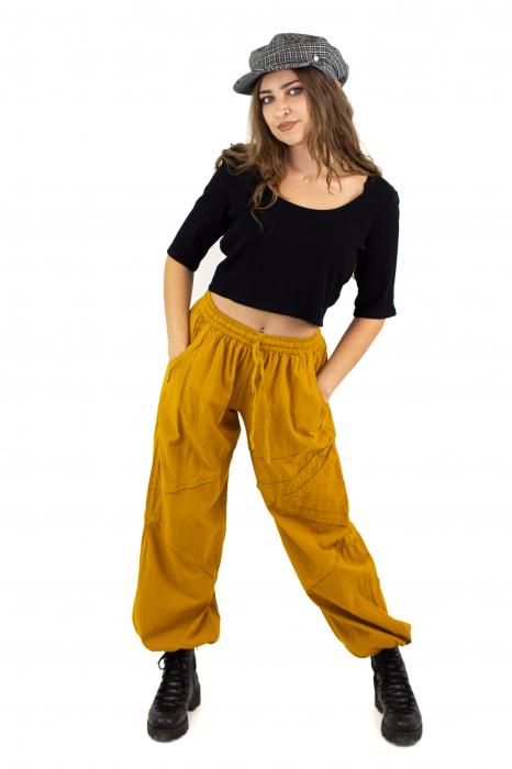 Pantaloni sport cu elastic pe picior - Negru [2]