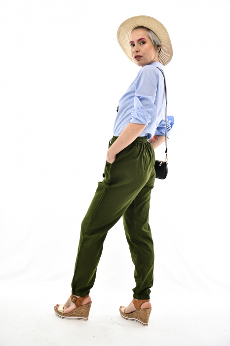 Pantaloni subtiri de vara cu snur - Verde [10]
