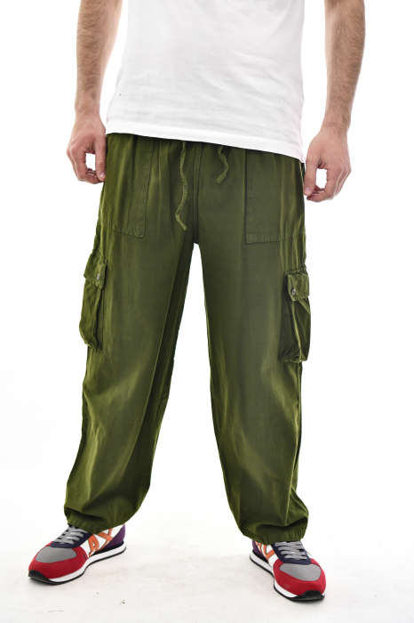 Pantaloni tip cargo din bumbac - Albastru [2]
